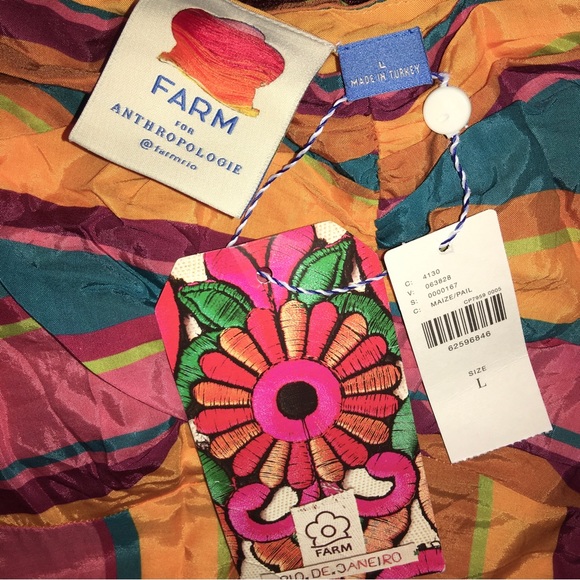 NWT, Anthropologie  Farm Rio Rainbow Striped Midi Dress - Picture 8 of 16